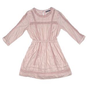 Abercrombie & Fitch Lace-Embellished Boho Prairie Dress in Baby Pink Sz S - NWOT
